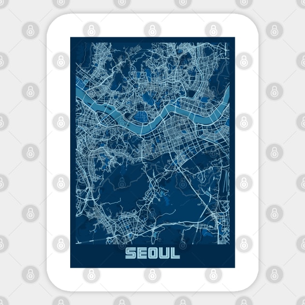 Seoul - South Korean Peace City Map Sticker by tienstencil